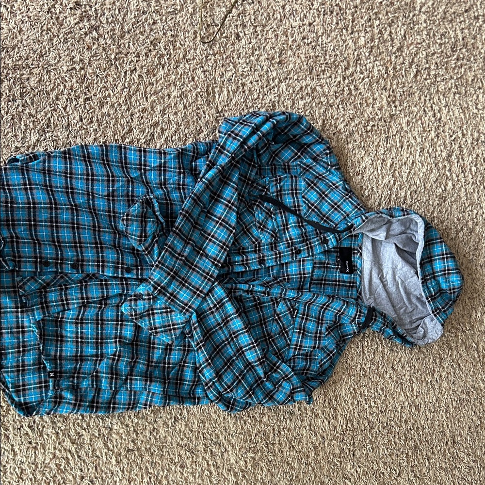 Blue Plaid Hurley Hooded Jacket